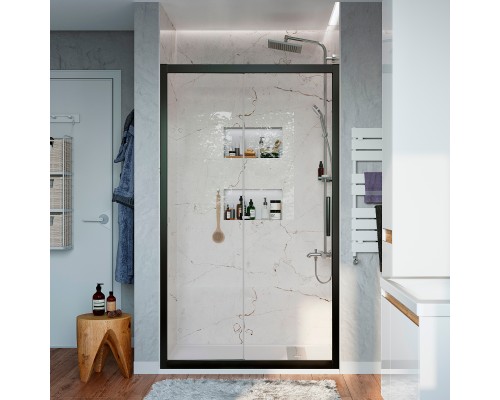 Душевая дверь в нишу STWORKI Стокгольм 90 см профиль черный матовый