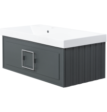 Тумба с раковиной La Fenice Cubo 90 L серая, ручка хром
