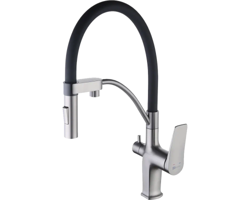 Смеситель для кухни Lemark Bronx LM3761GM графит с гибким изливом