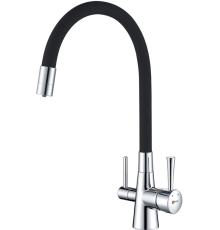 Смеситель для кухни Lemark Comfort LM3075C с гибким изливом, хром, черный
