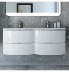 Тумба с раковиной Cezares Vague 140 две чаши bianco lucido
