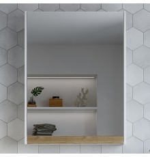 Зеркало-шкаф STWORKI Стокгольм R 60 белое, под дерево, прямоугольное, в скандинавском стиле, правое