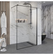 Душевая перегородка Niagara Nova NG-687-12 BLACK 120x195 профиль черный, стекло прозрачное