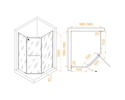Душевой уголок RGW PA-091 1000x1200