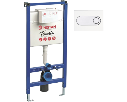 Система инсталляции для унитазов Pestan Fluenta 40006356 + Кнопка смыва Pestan Fluenta Onyx 40006363 белая
