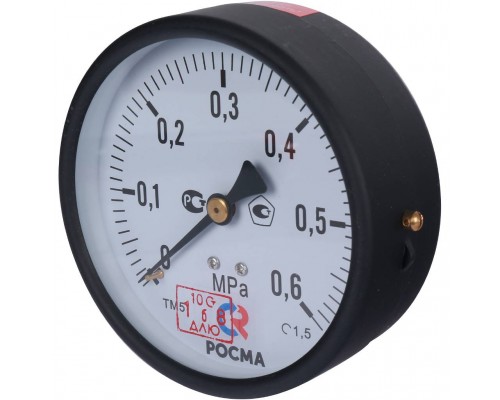 Манометр РОСМА 100 мм 150 градусов 1/2 давление 0.6 МРа ТМ-510Т (00000000906)