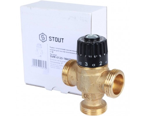 Термостатический смесительный клапан для систем отопления и ГВС STOUT 30-65°С KV 1,8 SVM-0125-186525 (SVM-0125-186525)