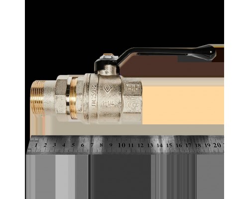 Кран шаровой BUGATTI Oregon с полусгоном (ручка-рычаг алюминий) внут-наруж резьба 1 1/4 (03200038)