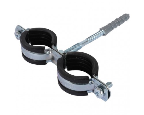 Комплект двойной хомут для труб STOUT хомут+шпилька шуруп +дюбель пластиковый 1 (32-35) (SAC-0020-200001)