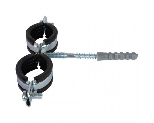 Комплект двойной хомут для труб STOUT хомут+шпилька шуруп +дюбель пластиковый 1 (32-35) (SAC-0020-200001)