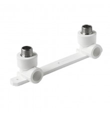 Угольник двойной Pro Aqua d=20-1/2 PP-R с креплением комбинированный НР Белый (PA280108P)
