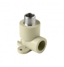 Угольник Pro Aqua d=20-1/2 PP-R с креплением комбинированный НР Серый (PA28108PG)