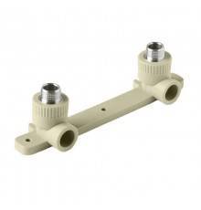 Угольник двойной Pro Aqua d=20-1/2 PP-R с креплением комбинированный НР Серый (PA280108PG)