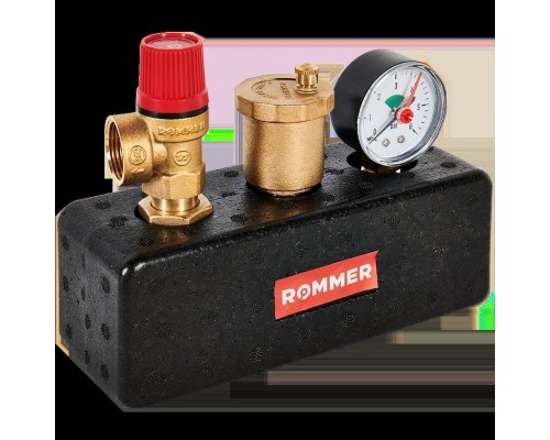 Группа безопасности котла ROMMER 3 бар, 1  (до 50 кВт) (в теплоизоляции) RVS-0004-055025 (RVS-0004-055025)