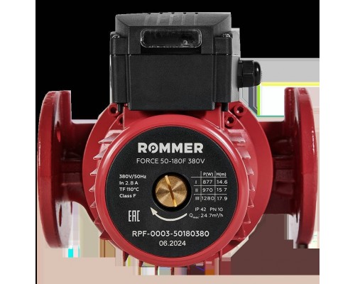 Насос циркуляционный фланцевый трехскоростной ROMMER RPF 50-180F 380V (RPF-0003-50180380) Насос циркуляционный фланцевый трехскоростной ROMMER RPF 50-180F 380V (RPF-0003-50180380)