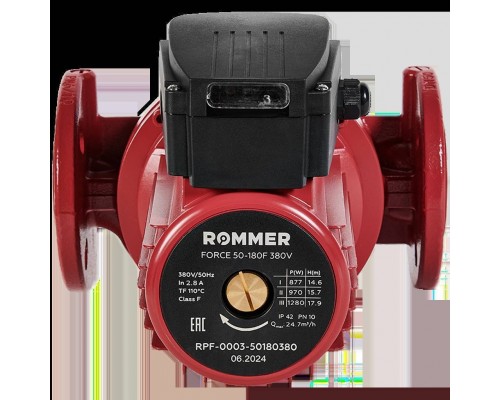 Насос циркуляционный фланцевый трехскоростной ROMMER RPF 50-180F 380V (RPF-0003-50180380) Насос циркуляционный фланцевый трехскоростной ROMMER RPF 50-180F 380V (RPF-0003-50180380)
