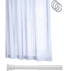 Штора для ванной Ridder Madison 45301 белая, 180x200 + карниз для ванны + крючки для шторы