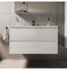 Тумба с раковиной Sancos Libra 90 см белый глянец