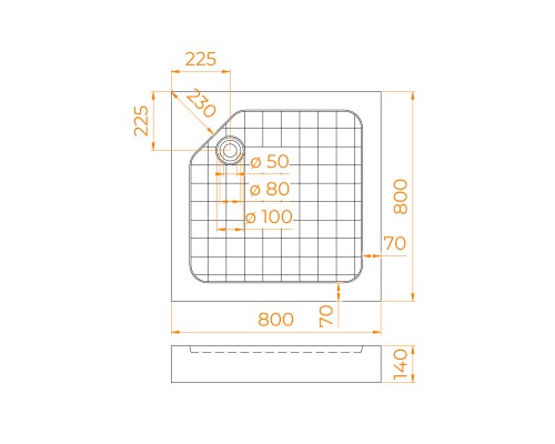 Душевой поддон квадратный RGW SMC-W Белый (Уценка)  800x800