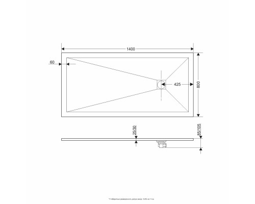 Душевой поддон прямоугольный RGW ST-W Белый  800x1400