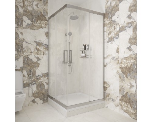 Душевой уголок STWORKI Дублин 100x100 см профиль хром матовый, прозрачное стекло, с поддоном