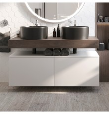 Столешница STWORKI Ольборг 120 дуб карпентер, без отверстий, 2 тумбы 60 + 2 раковины