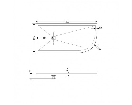 Душевой поддон асимметричный RGW ST/AL-G Графит  800x1200