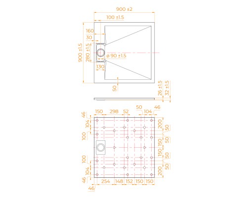 Душевой поддон квадратный RGW TUS-W Белый