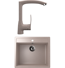 Комплект Мойка кухонная Ulgran U-104 -302 песочная + Смеситель U-005 -302 песочный