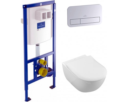 Комплект Унитаз подвесной Villeroy   Boch Subway 2.0 5614R201 alpin + Кнопка Viconnect 9224 9061 хром + Инсталляция 9224 6100
