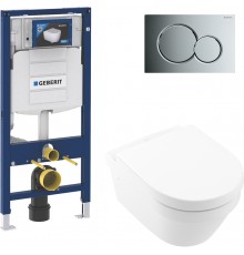 Комплект Унитаз подвесной Villeroy   Boch Architectura 4694HR01 + Инсталляция Geberit Duofix UP 320 111.300.00.5 + Кнопка Sigma 01 115.770.21.5 хром + Крепления 111.815.00.1 к стене