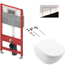Комплект Унитаз подвесной Villeroy   Boch Subway 3.0 4670TS01 + Инсталляция TECE Profil TECEprofil Uni 2.0 9300302 + Кнопка Now 9 240 401 хром глянцевый + Крепления TECEprofil 9380014