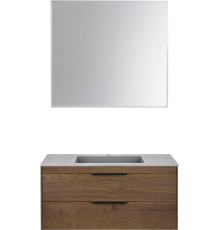 Мебель для ванной комнаты Vincea Chiara 2D 100, 2 ящика, дуб табак, с серой раковиной