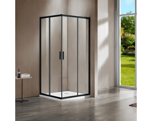 Душевой уголок Vincea Garda VSS-1G1011CLB 110x100, профиль черный матовый, стекло прозрачное