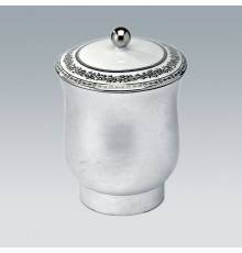 THG MARQUISE BLANC DECOR PLATINE Китайская лакированная коробка с белой керамической крышкой Oslash;126 мм., middle size, декор платина, цвет: серебро. A7G-A02-4621