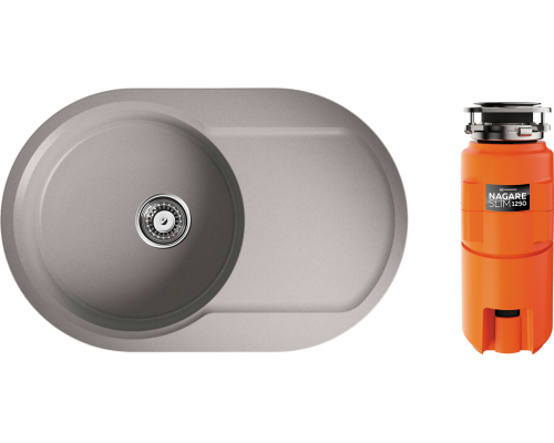 Комплект Мойка кухонная Omoikiri Manmaru 78-GR leningrad grey + Измельчитель Nagare slim 1250