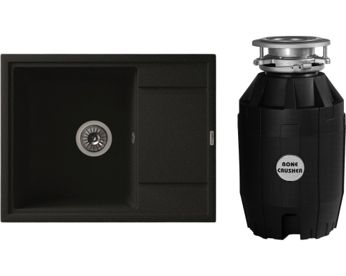 Комплект Мойка Florentina Липси 650 антрацит + Измельчитель Bone Crusher BC 810-AS