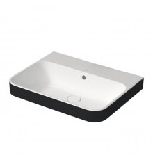 Duravit Happy D.2 Plus Раковина накладная, 60х46см., без отв., выпуск с керамической крышкой, WonderGliss, цвет: Anthracite matt/белый. 23606061601