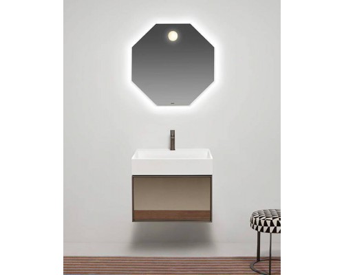 Antonio Lupi Gesto Комплект подвесной мебели 54х40хh37.5см, с раковиной, с 1 ящиком с зеркальным фасадом, цвет: Noce canaletto/vetro argentato bronzo. GSTKI154.bronzo.argentato bronzo+KL1Noce canaletto,  GESTOMOOD54*1