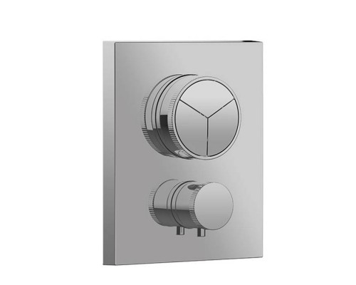 Almar Push Square Core Смеситель для душа, встраиваемый, термостатический, внешняя часть, на 3 выхода, цвет: хром. E176683.CR Almar Push Square Core Смеситель для душа, встраиваемый, термостатический, внешняя часть, на 3 выхода, цвет: хром. E176683.CR