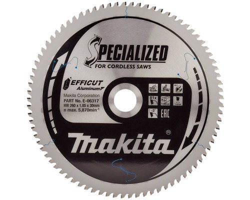 Диск пильный для алюминия Makita EFFICUT, 260x30x1.85/1.5x81T Диск пильный для алюминия Makita EFFICUT, 260x30x1.85/1.5x81T
