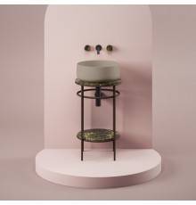 Artceram Vogue Металлическая структура Oslash;44хh72,5см, напольная, с раковиной, с мраморной столешницей и полочкой, цвет: moka/matera. COL001 41 00,  ACA058 56,  TFA011 92,  TFA012 92