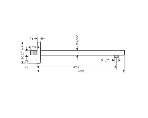 Hansgrohe Душевой держатель Square, 38,9 см, цвет:черный матовый. 27694670 Hansgrohe Душевой держатель Square, 38,9 см, цвет:черный матовый. 27694670