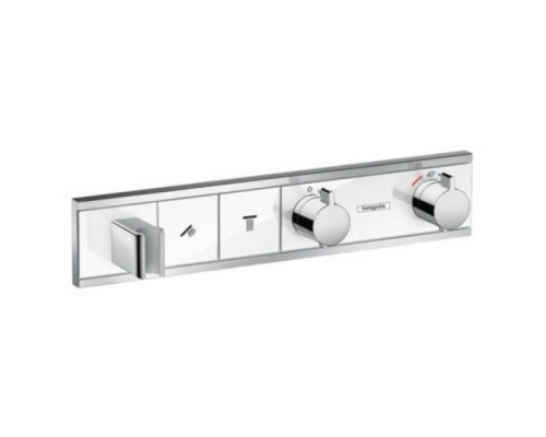 Hansgrohe RainSelect Смеситель для душа, термостатический, 2 источника, СМ, внешняя часть, цвет: белый/хром. 15355400 Hansgrohe RainSelect Смеситель для душа, термостатический, 2 источника, СМ, внешняя часть, цвет: белый/хром. 15355400