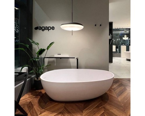Agape Spoon Ванна отдельностоящая 160х85хh48 см, с переливом, материал: Cristalplantreg;, цвет: белый матовый. AVAS1093ZZ САЛОН,  MET0477C САЛОН
