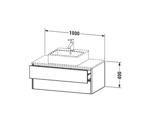 Duravit XSquare Тумба с раковиной 100х54.8х40см., подвесная, с 2 выдв ящик, цвет: базальт матовый. 0317580000,  XS491104343