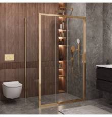 Душевой уголок Cezares Molveno AHF 31 120+90 C BORO IV, 120х90 см, профиль брашированное золото, стекло прозрачное