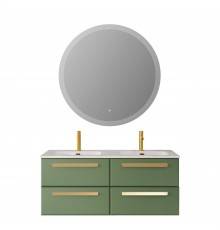 Мебель для ванной комнаты Cezares Eco Cer-N 120, 4 ящика, фисташковый софт, раковина Eco 120, двойная, ручки сатиновое золото