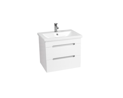 Тумба с раковиной VIANT Марсель 60 подвесная, 2 ящика, глянцевая белая