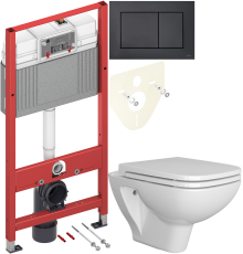 Комплект Унитаз подвесной VitrA Berg 5507B003-6280 с микролифтом + Инсталляция TECE Now 9400414 4 в 1 с кнопкой смыва